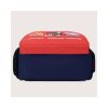 Mochila azul y roja con dibujo de tractor