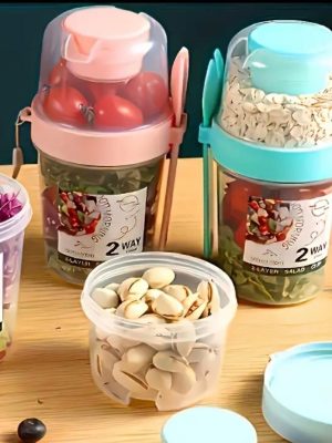 3 recipientes para alimentos con cuchara