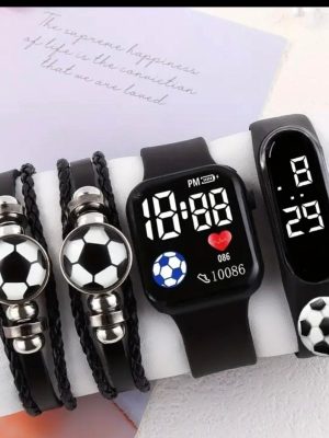 2 relojes digitales + 2 pulseras futbol