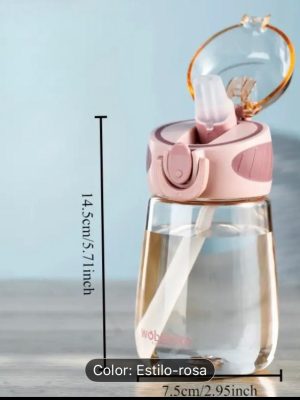 Botella con pajita 400ml con tapa bloqueo